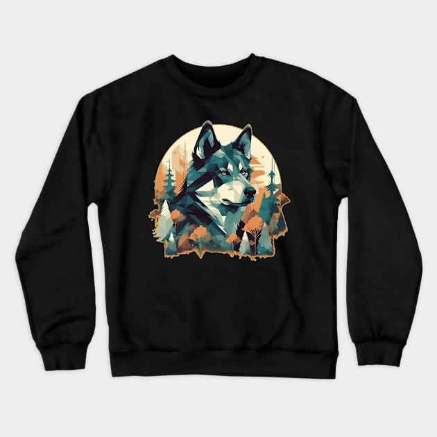 Abstract wolf Crewneck Sweatshirt by GreenMary Design